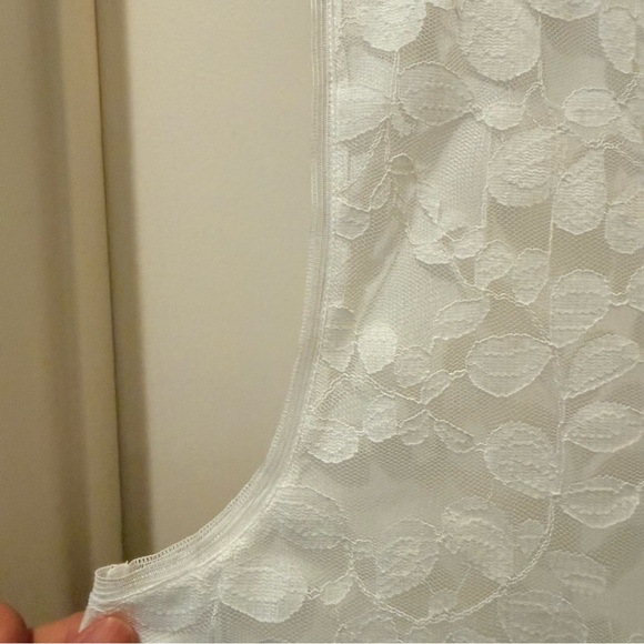 NWT White lace shift dress Bridal Shower Summer cottagecore minimal chic - Picture 7 of 9